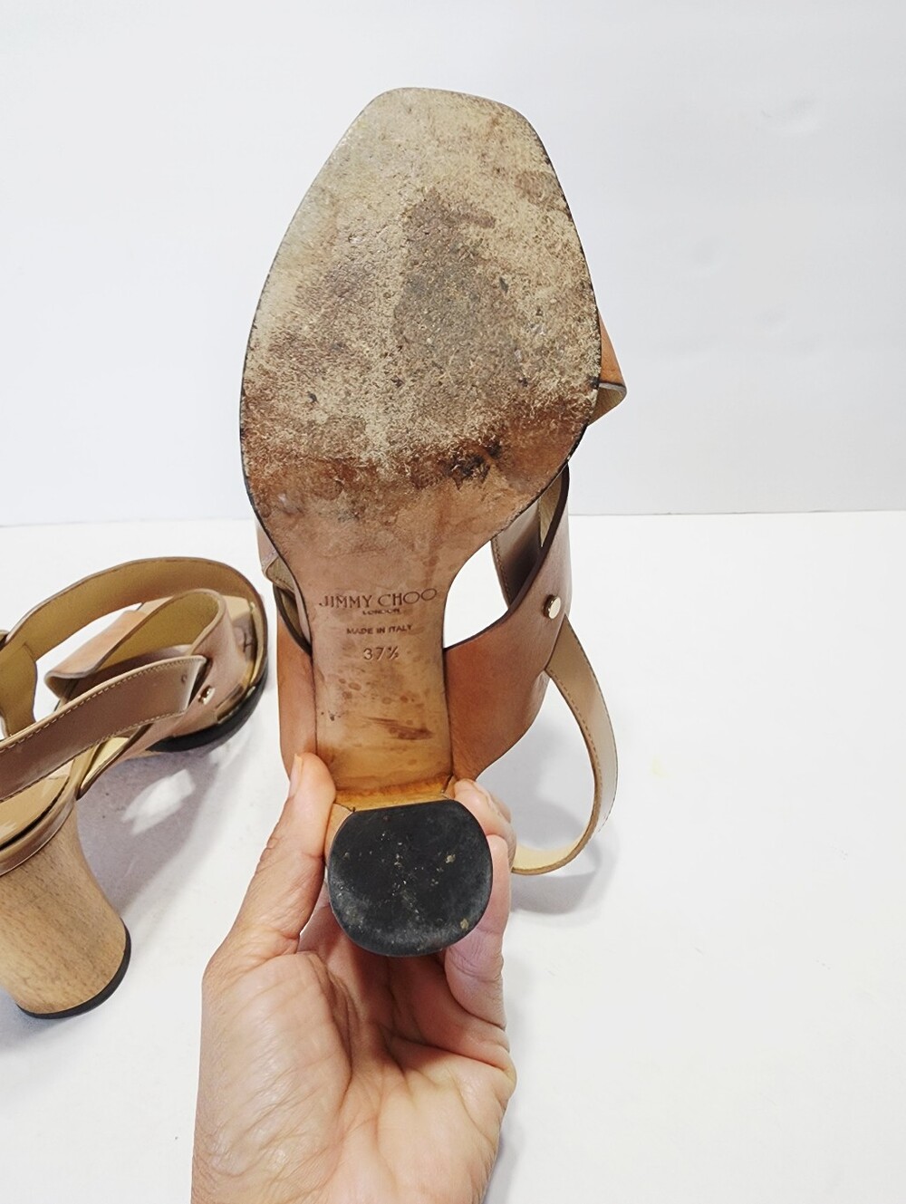 Jimmu Choo Tan Leather Heels Size 37.5 - Picture 7 of 10